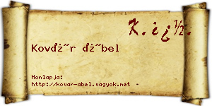 Kovár Ábel névjegykártya